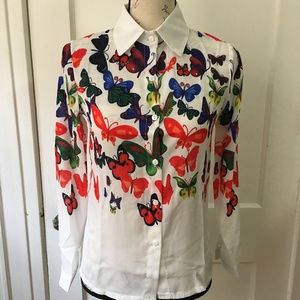 White Blouse with Butterflies